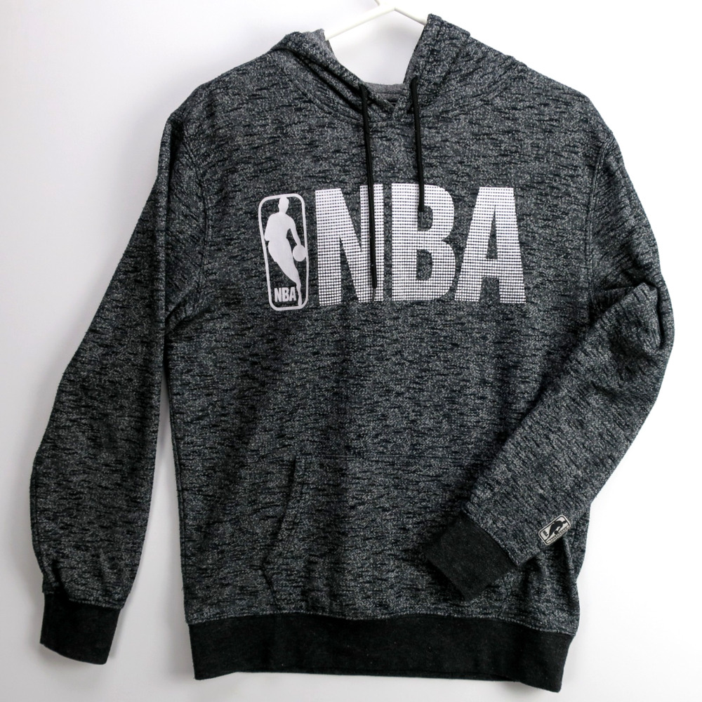 Mens Medium NBA Basketball Hoodie Pullover Logo Sweatshirt Charcoal Athletic